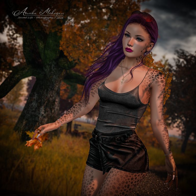 Annika Mohegan im Look #450 {K} Jasmine – Rock und Top von {K}, fotografiert auf Luanes World – Le Monde Perdu in Second Life