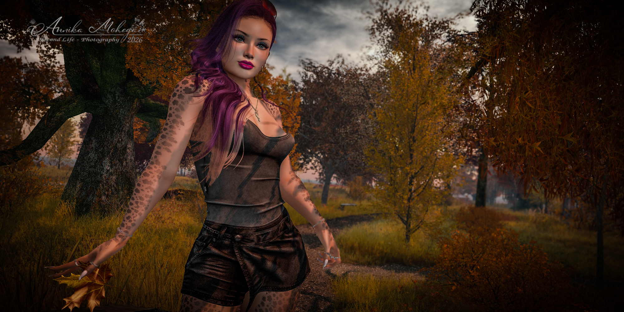 Annika Mohegan im Look #450 {K} Jasmine – Rock und Top von {K}, fotografiert auf Luanes World – Le Monde Perdu in Second Life